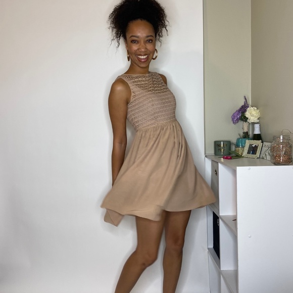 American Apparel | Dresses | American Apparel Sleeveless Lace Chiffon Dress  | Poshmark